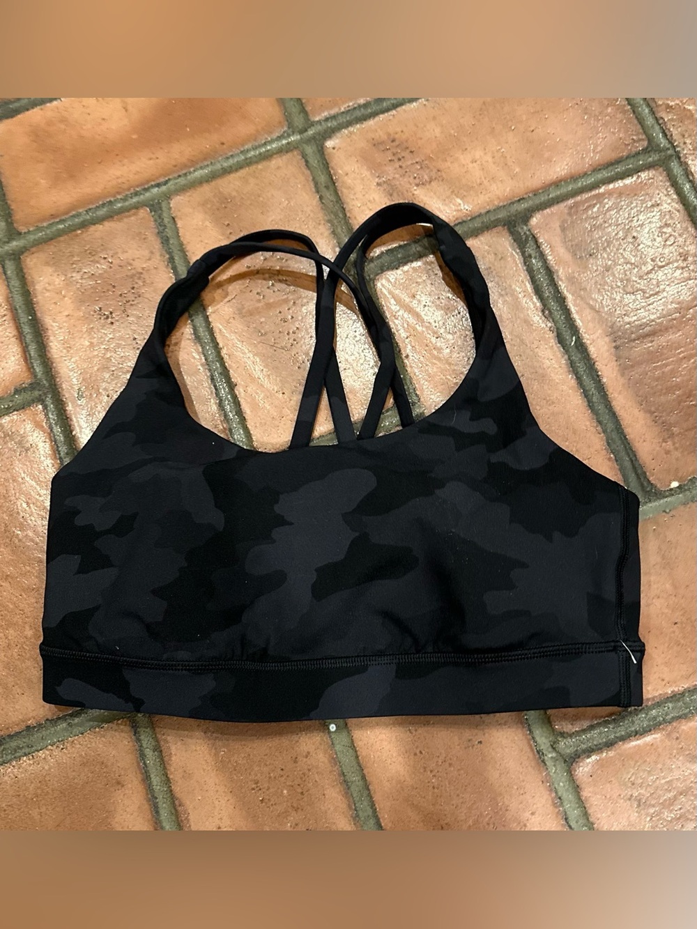 Black Camo Strappy Sports Bra Sz 8
